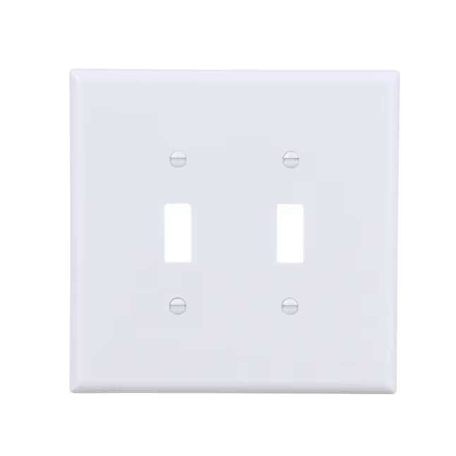 Eaton 2-Gang Jumbo Size White Plastic Indoor Toggle Wall Plate