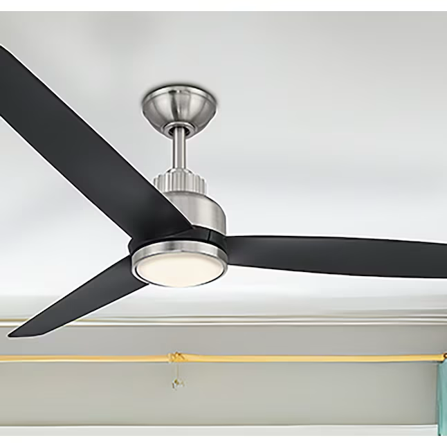 Harbor Breeze The Stokes 52-Zoll-Deckenventilator aus gebürstetem Nickel mit farbwechselndem integriertem LED-Innendeckenventilator mit Licht und Fernbedienung (3 Flügel)