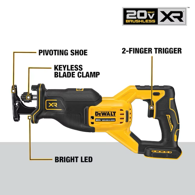 DEWALT XR 20-volt Max Variable Speed Brushless Cordless Reciprocating Saw (Bare Tool)