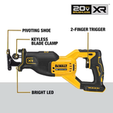 Sierra recíproca inalámbrica sin escobillas DEWALT XR de velocidad variable máxima de 20 voltios (herramienta básica)