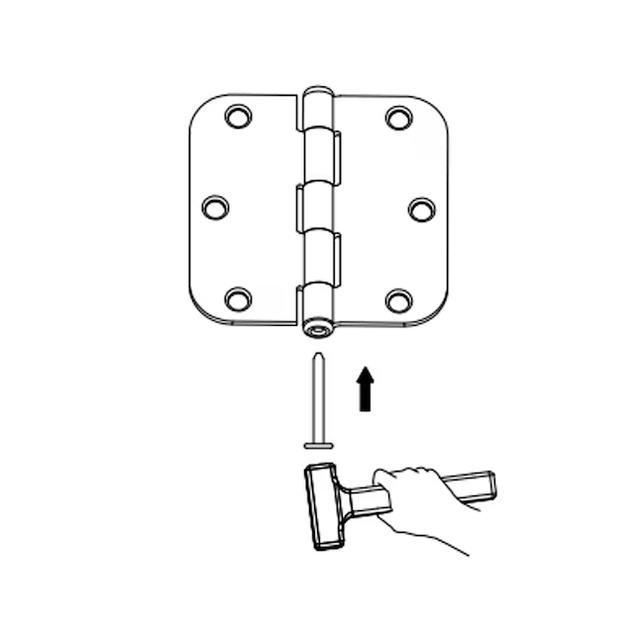 Bisagra para puerta interior de embutir cromada silenciosa RELIABILT de 3-1/2 pulg. de alto x 5/8 pulg. de radio (paquete de 3)