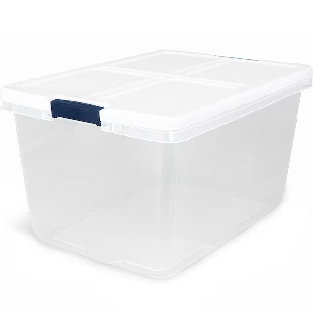 Project Source Medium 16.5-Gallons (66-Quart) Clear, White Tote with Latching Lid