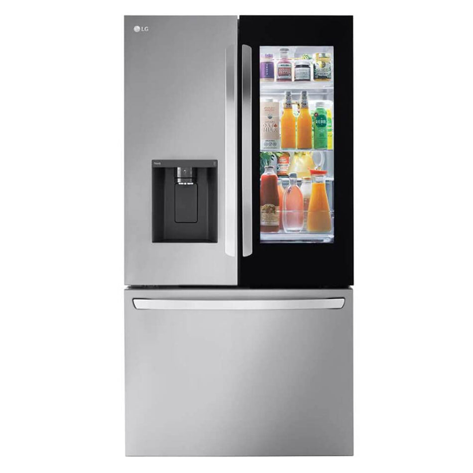 LG MAX InstaView Smart French Door Kühlschrank mit 25,5 Kubikfuß Arbeitstiefe, mit dualer Eismaschine, Wasser- und Eisspender (Edelstahl), ENERGY STAR