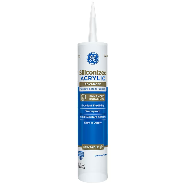 GE Advanced Siliconized Acrylic Windows, Doors, Ext 10.1-oz Clear Paintable Latex Caulk