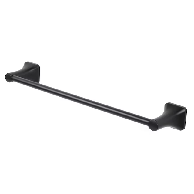 allen + roth 3-Piece Dunmore Matte Black Decorative Bathroom Hardware Set with Towel Bar,Toilet Paper Holder and Towel Ring