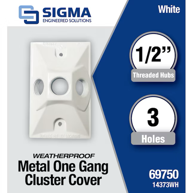 Sigma Engineered Solutions 1-Gang Rectangle White Metal Weatherproof Electrical Box Cover