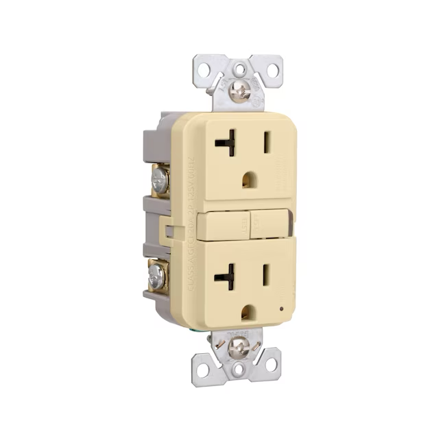 Eaton 20-Amp 125-volt Tamper Resistant GFCI Residential Decorator Outlet, Ivory