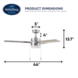 Harbor Breeze Vue 44-in Brushed Nickel Indoor Ceiling Fan with Light (3-Blade)