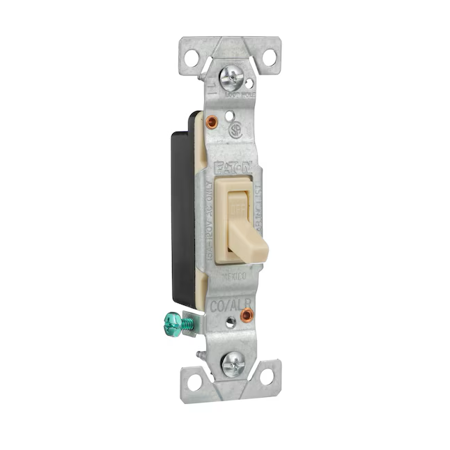 Eaton 15-Amp Single-Pole Toggle Light Switch, Ivory