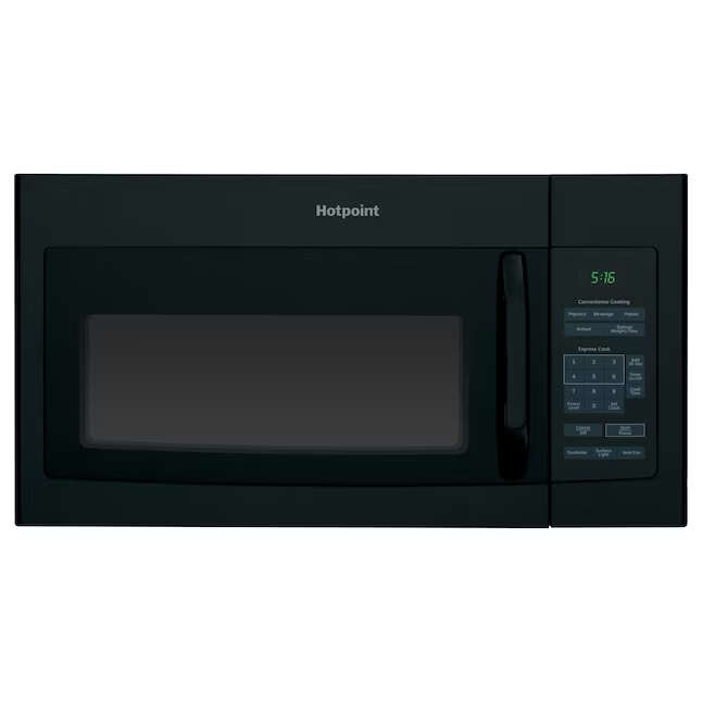 Microondas para colocar sobre la cocina Hotpoint, 1.6 pies cúbicos, 1000 vatios (negro)