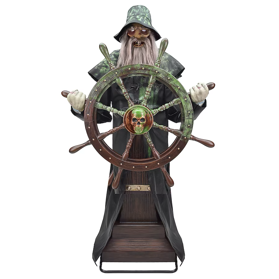 Haunted Living 6-ft Haunted Harbor Talking LED Steering Captain Animatronic