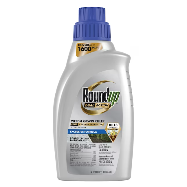 Roundup Dual Action Plus Concentrado preventivo de 4 meses 32 onzas líquidas Mata malezas y pasto concentrado