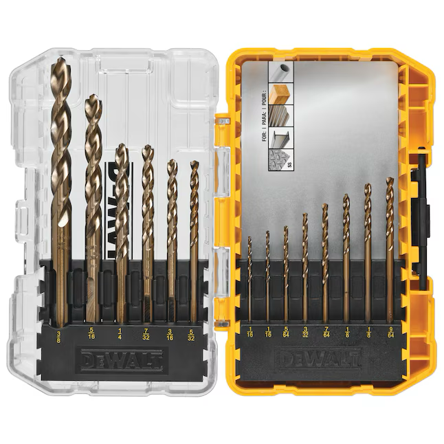 DeWalt 14-Piece Assorted Cobalt Alloy Steel Jobber Length Twist Drill Bit Set