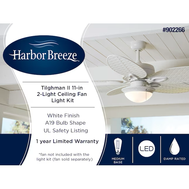 Harbor Breeze Tilghman II Kit de iluminación para ventilador de techo LED blanco de 2 luces y 11 pulgadas