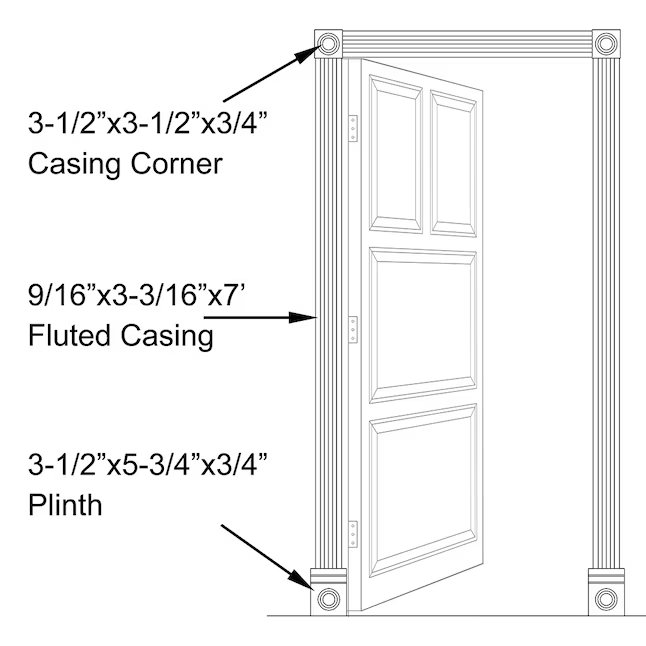 Inteplast Group Building Products 0.5-in x 3.5-in x 7-ft Finished Polystyrene Door Casing Kit