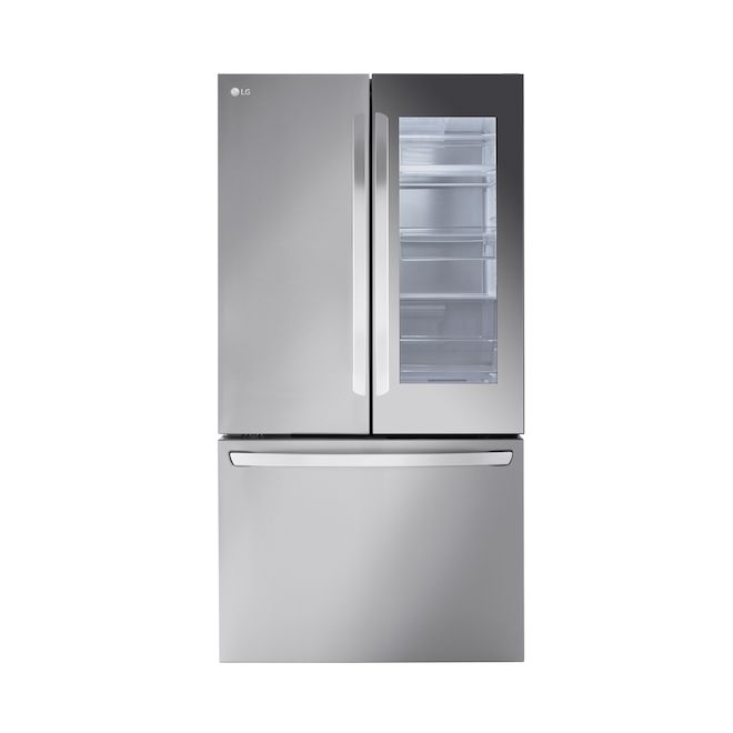 Refrigerador inteligente LG InstaView de 26.5 pies cúbicos con puerta francesa, máquina de hielo y dispensador de agua (acero inoxidable) ENERGY STAR