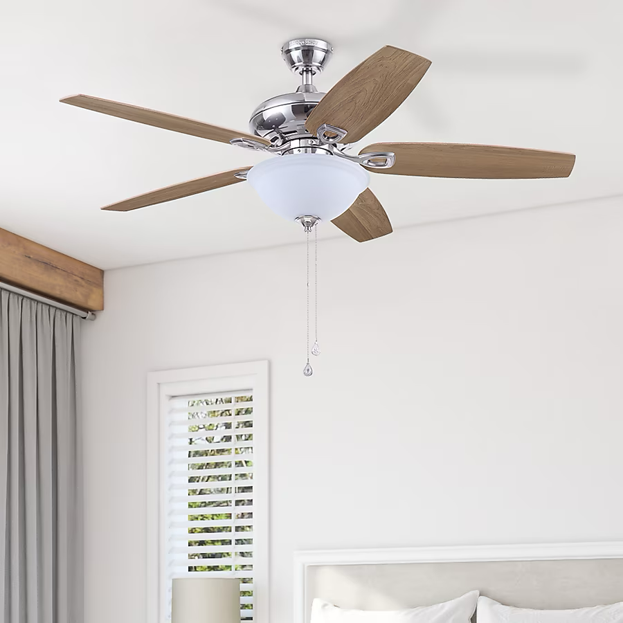 Harbor Breeze Coastal Creek 52-Inches Brushed Nickel with Toffee/cocoa Blades Indoor Downrod mount Standard Ceiling Fan With Light ( 5 -Blade)