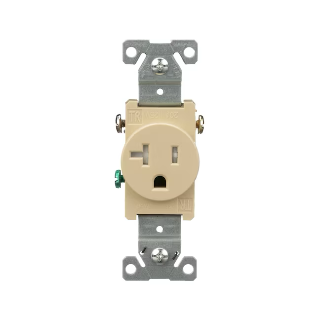 Eaton 20-Amp 125-volt Tamper Resistant Residential/Commercial Round Outlet, Ivory