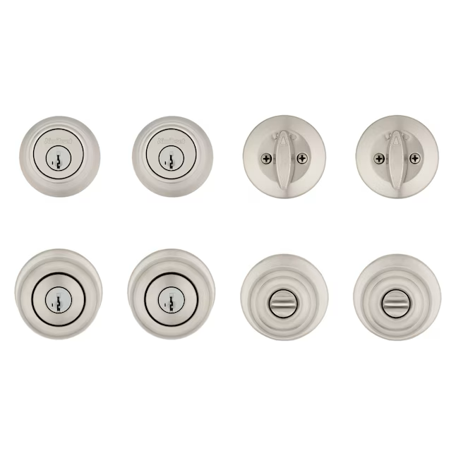 Kwikset Security Cove Satin Nickel Smartkey Außen-Einzylinder-Riegel, kombinierter Türknauf, Contractor Pack mit antimikrobieller Technologie (2er-Pack)