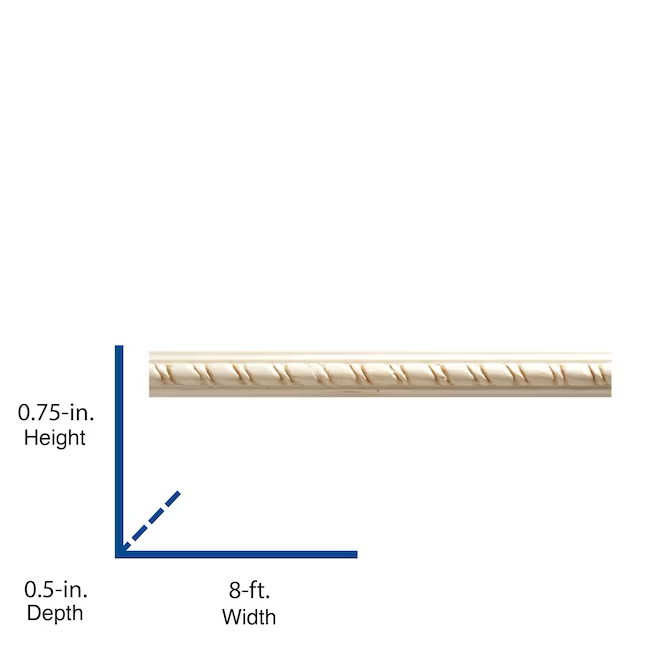 Molduras ornamentales 3/4 pulgadas x 8 pies madera dura blanca madera sin terminar 1811 moldura para riel de silla
