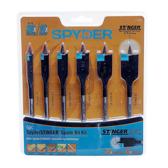 Spyder 6-Piece x 6-in Woodboring Spade Drill Bit Set