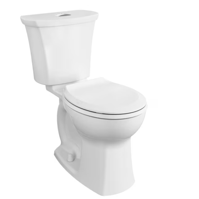 American Standard Edgemere - Inodoro blanco alargado con doble descarga, altura de silla, 2 piezas, WaterSense, cierre suave, 12 pulgadas, empotrable, 1,6 GPF