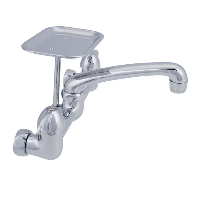 Grifos de cocina Homewerks Worldwide - Grifo de cocina de pared con manija doble cromada (dispensador de jabón incluido)