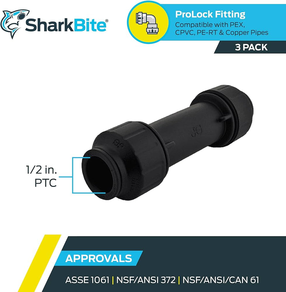 SharkBite Acoplamiento deslizante ProLock de 1/2 pulg. (paquete de 3)