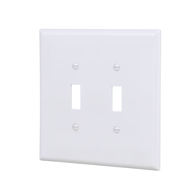 Eaton 2-Gang Jumbo Size White Plastic Indoor Toggle Wall Plate