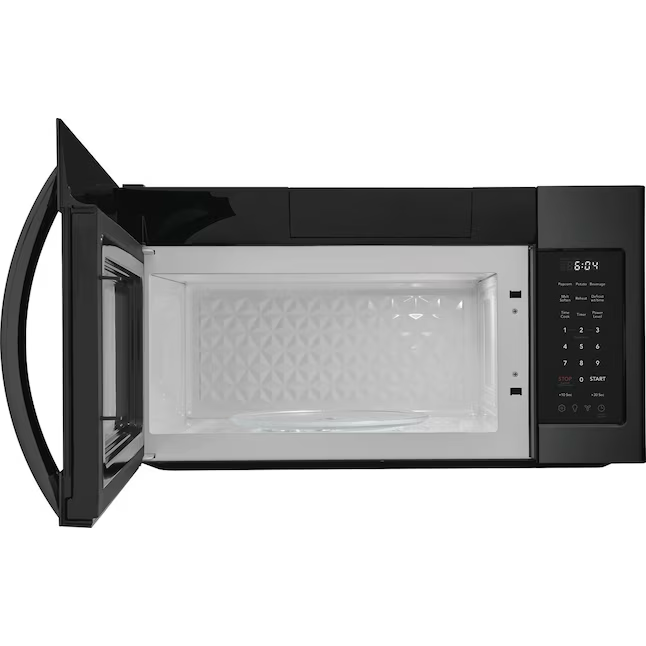 Microondas para colocar sobre la cocina Frigidaire de 1.8 pies cúbicos y 1000 vatios (acero inoxidable negro)