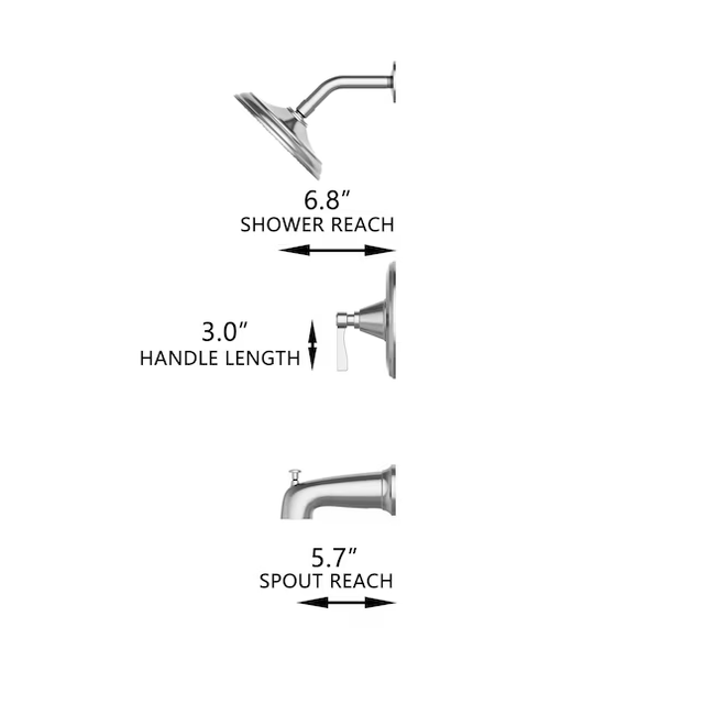 Grifo monomando para bañera y ducha de níquel cepillado de una sola función, redondo, de Allen + Roth, con válvula incluida