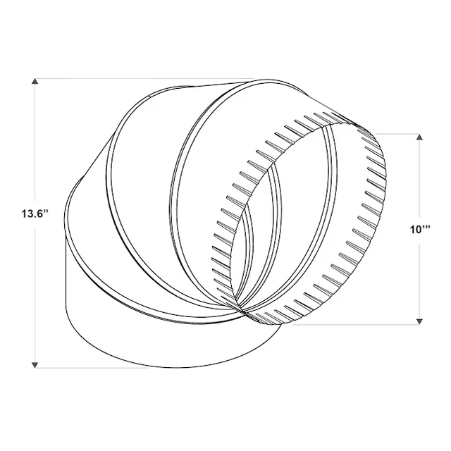 IMPERIAL 10-in 30 Gauge Galvanized Steel Round Adjustable 90 Degree Duct Elbow