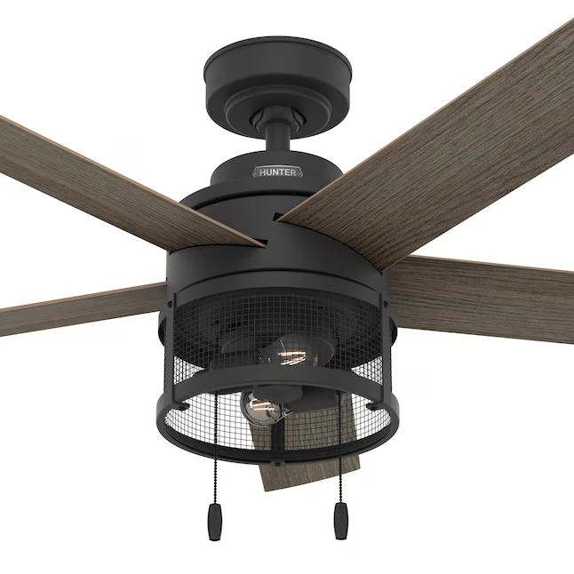 Hunter Staten 52-in Matte Black Indoor Ceiling Fan with Light (5-Blade)