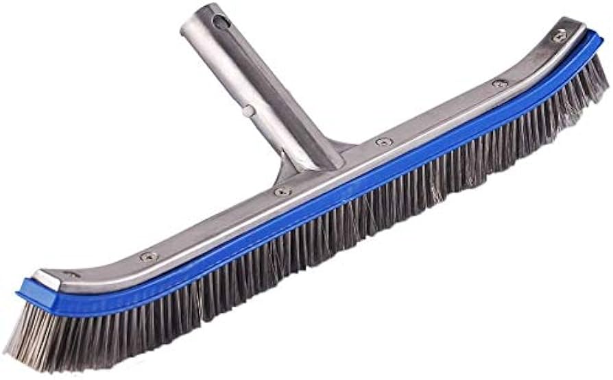 Heavy Duty 18 in. Aluminum Stainless Steel Wire Bristle Pool Scrub Brush