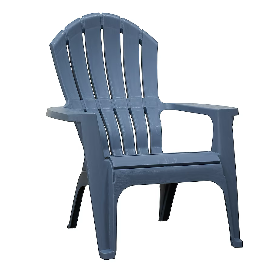 Adams PATIO Stackable Bluestone Resin Frame Stationary Adirondack Chair with Slat Seat