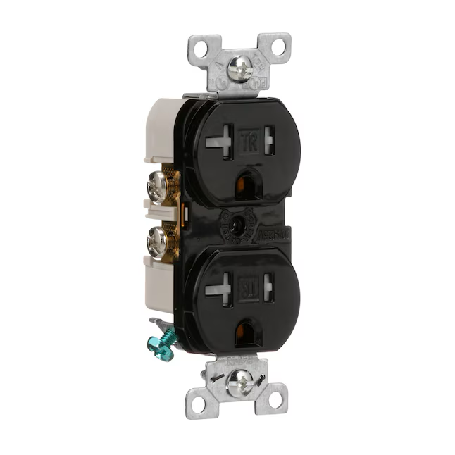 Eaton 20-Amp 125-volt Tamper Resistant Commercial Duplex Outlet, Black