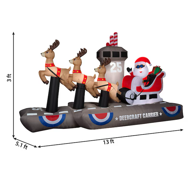 Holiday Living 8-ft LED Santa Deercraft Carrier Scene Christmas Inflatable