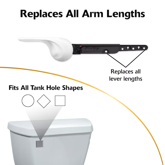 Korky Strong Arm 8-in Front/side/neo-angle Mount White Universal Fit Toilet Lever