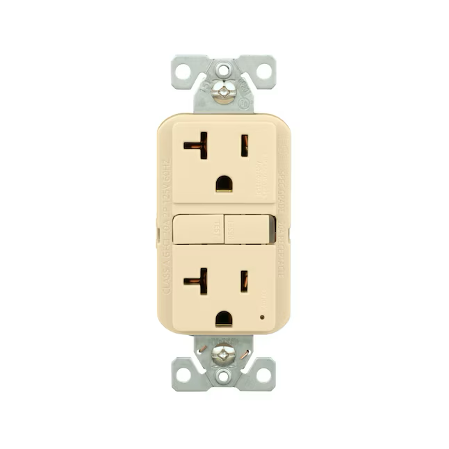 Eaton 20-Amp 125-volt GFCI Residential Decorator Outlet, Ivory