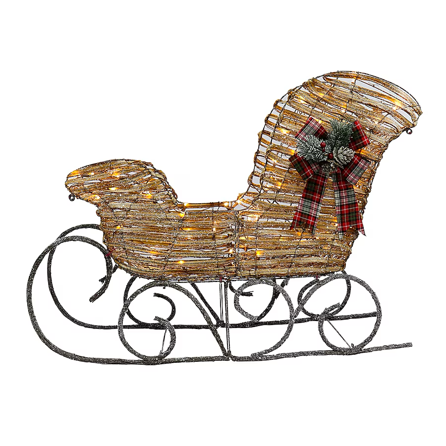 Holiday Living 2.5-ft LED Rattan Sleigh Decoration