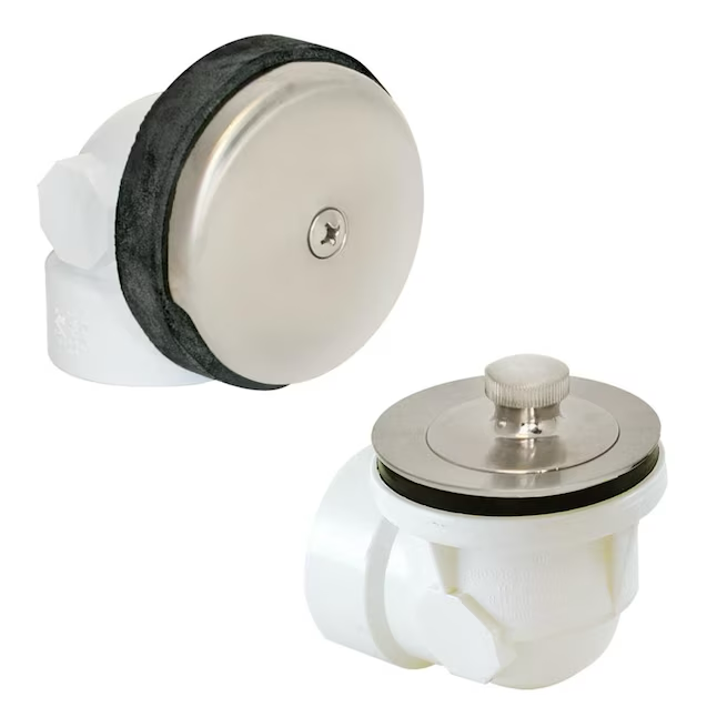 Eastman 1.5-in Brushed Nickel Foot Lock Drain with PVC