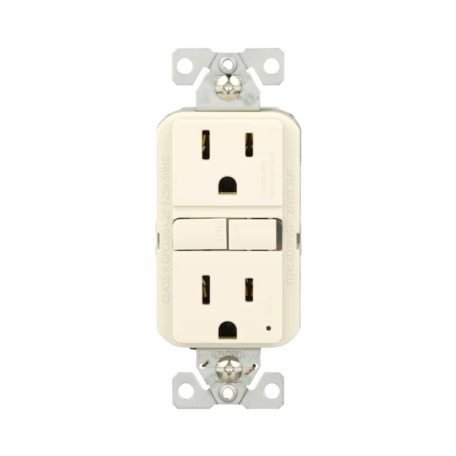 Eaton 15-Amp 125-volt GFCI Residential Decorator Outlet, Light Almond (3-Pack)