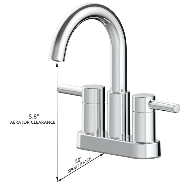 allen + roth Harlow Polished Chrome 4-in centerset 2-Handle WaterSense Bathroom Sink Faucet with Drain and Deck Plate