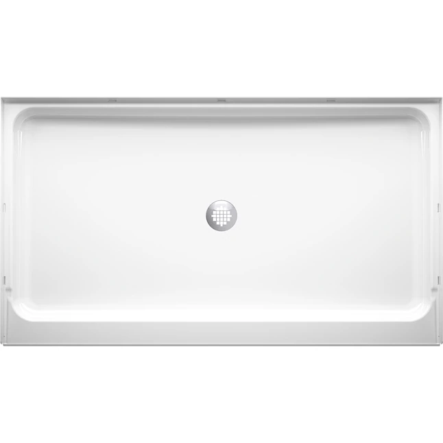 Sterling 34-in W x 60-in L with Center Drain Single Threshold Rectangle Shower Base (White)