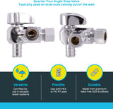 SharkBite 1/2 in. x 3/8 in. x 3/8 in. Compression Brass Crimp Quarter-Turn Dual Outlet Angle Stop