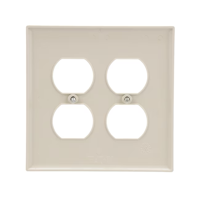 Eaton 2-Gang Midsize Light Almond Polycarbonate Indoor Duplex Wall Plate