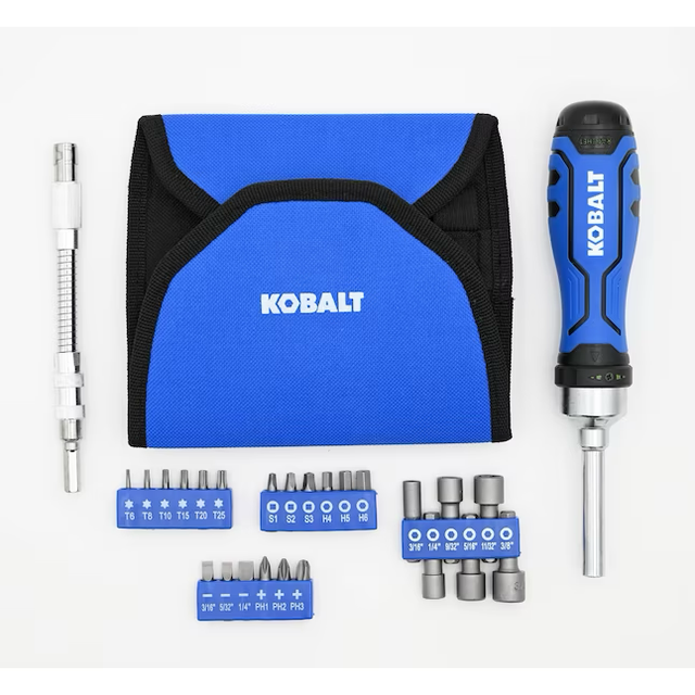 Kobalt Juego de destornilladores de puntas múltiples surtidos con trinquete magnético y mango de plástico de 27 piezas