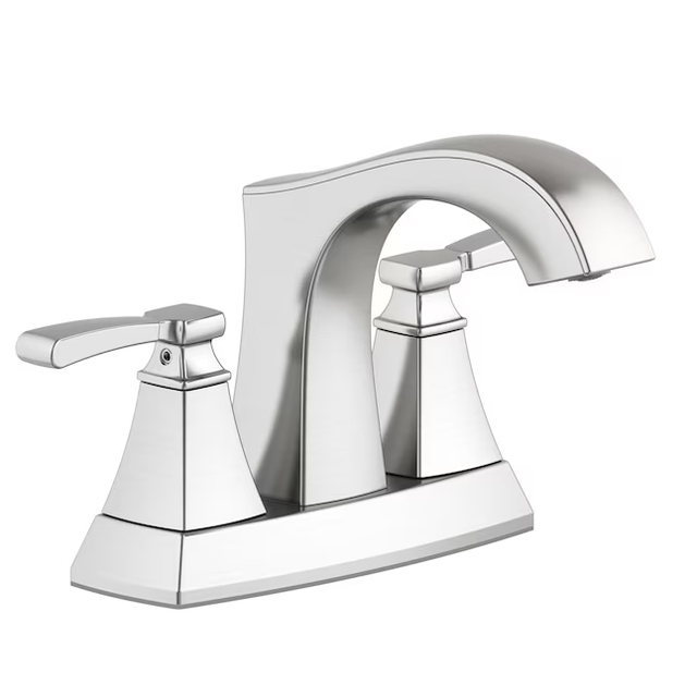 allen + roth Chesler Brushed Nickel 4-in centerset 2-Handle WaterSense Bathroom Sink Faucet with Drain and Deck Plate