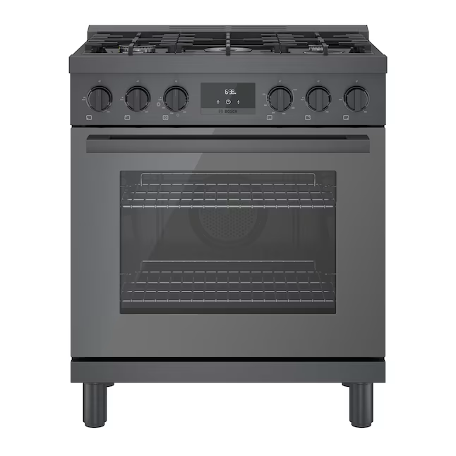 Bosch 800 Series Industrial Style 30-in 5 Burners 3.7-cu ft Convection Oven Freestanding Natural Gas Range (Black Stainless Steel)