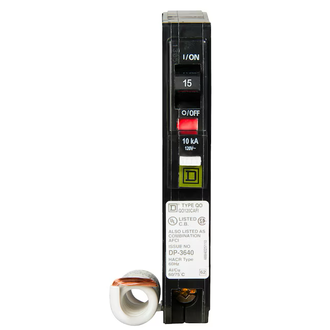 Square D QO 15-Amp 1-Pole Combination Arc Fault Circuit Breaker